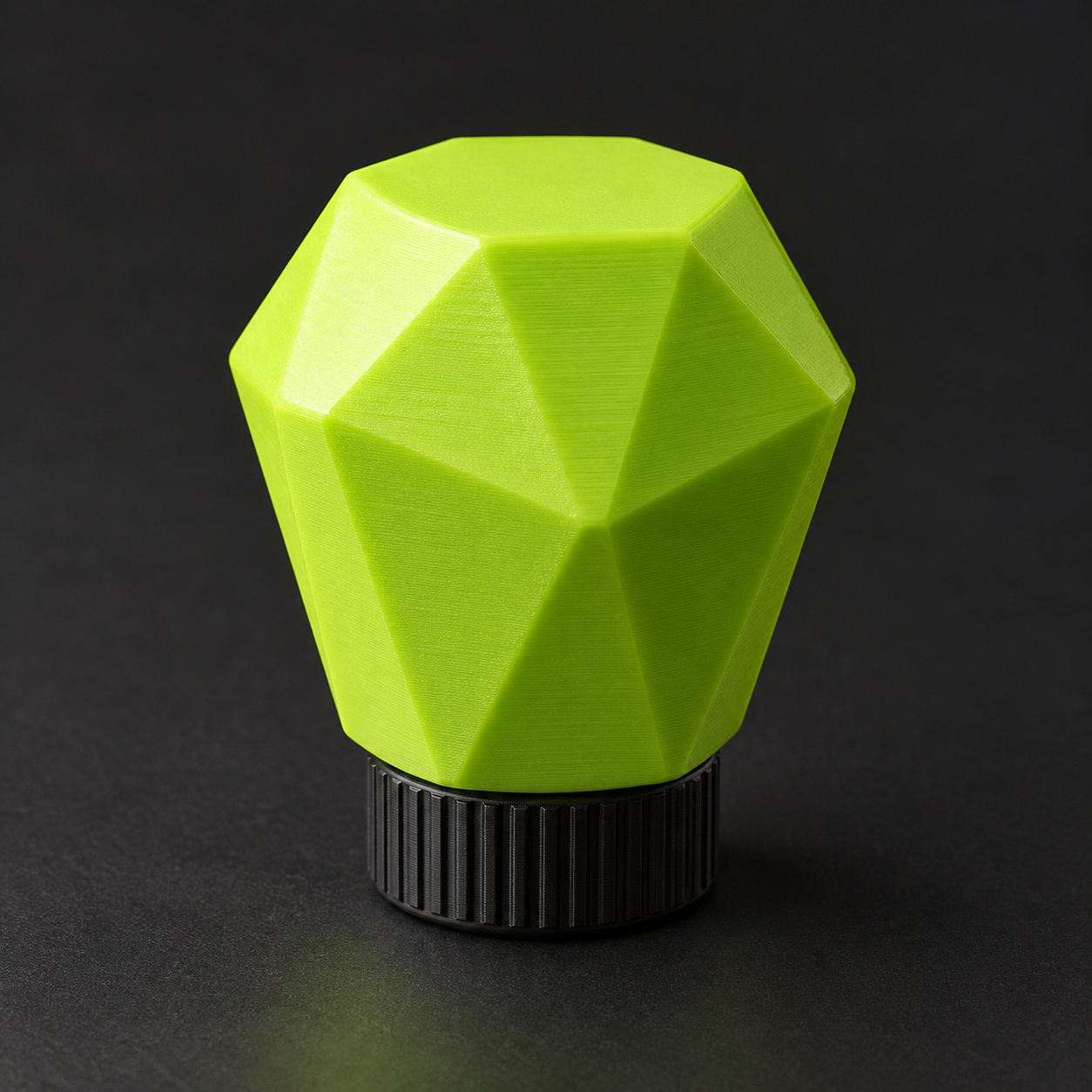 Lime green faceted decorative valve-cap shell concept