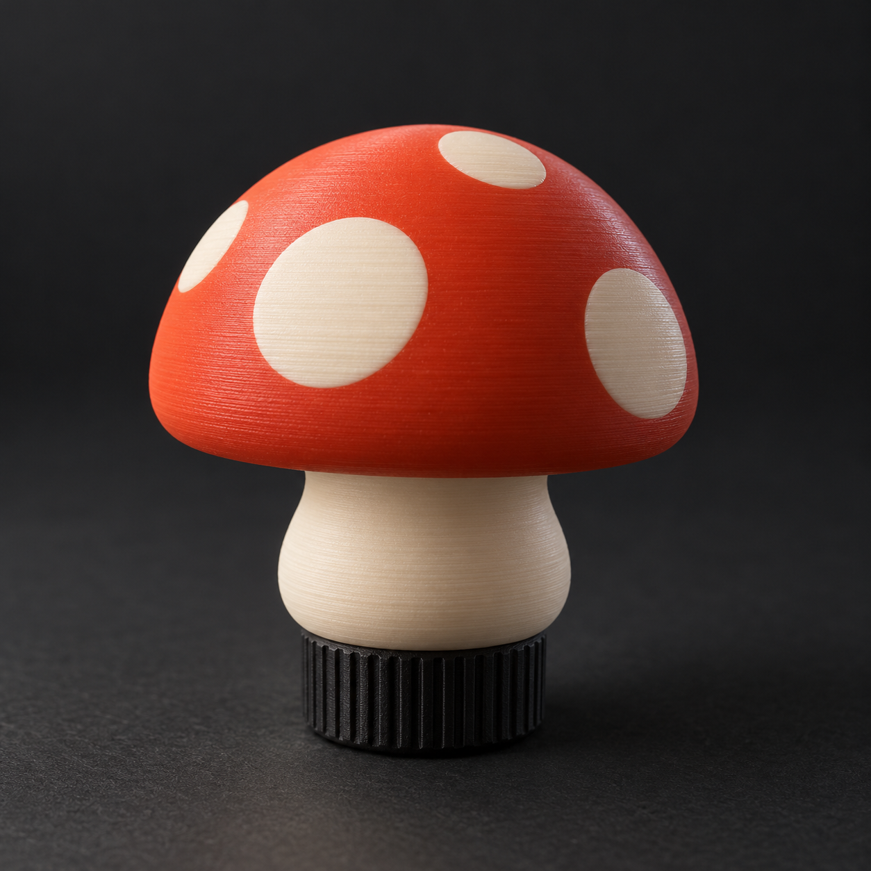 Orange and cream miniature mushroom decorative valve-cap shell concept